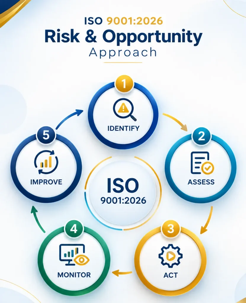 ISO 9001:2026 risk and opportunity management cycle