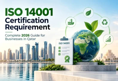 ISO 14001 Certification Requirement guide for businesses in Qatar with environmental management, compliance, and sustainability elements.